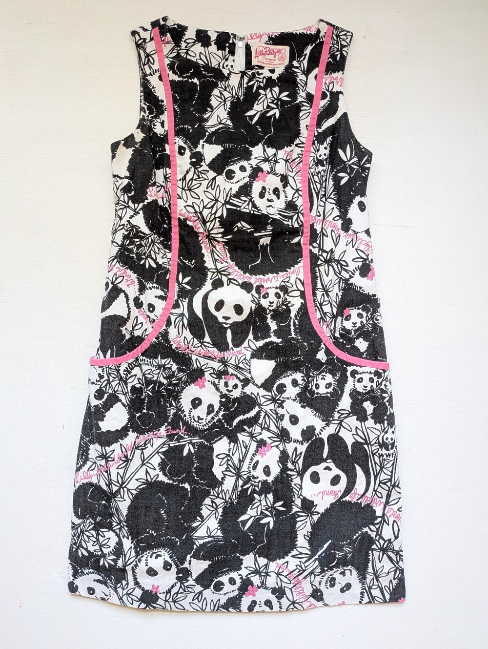 Lilly Pulitzer Pandamonium WWF Panda Print Dress Size 4 Alpha Omicron Pi AOII